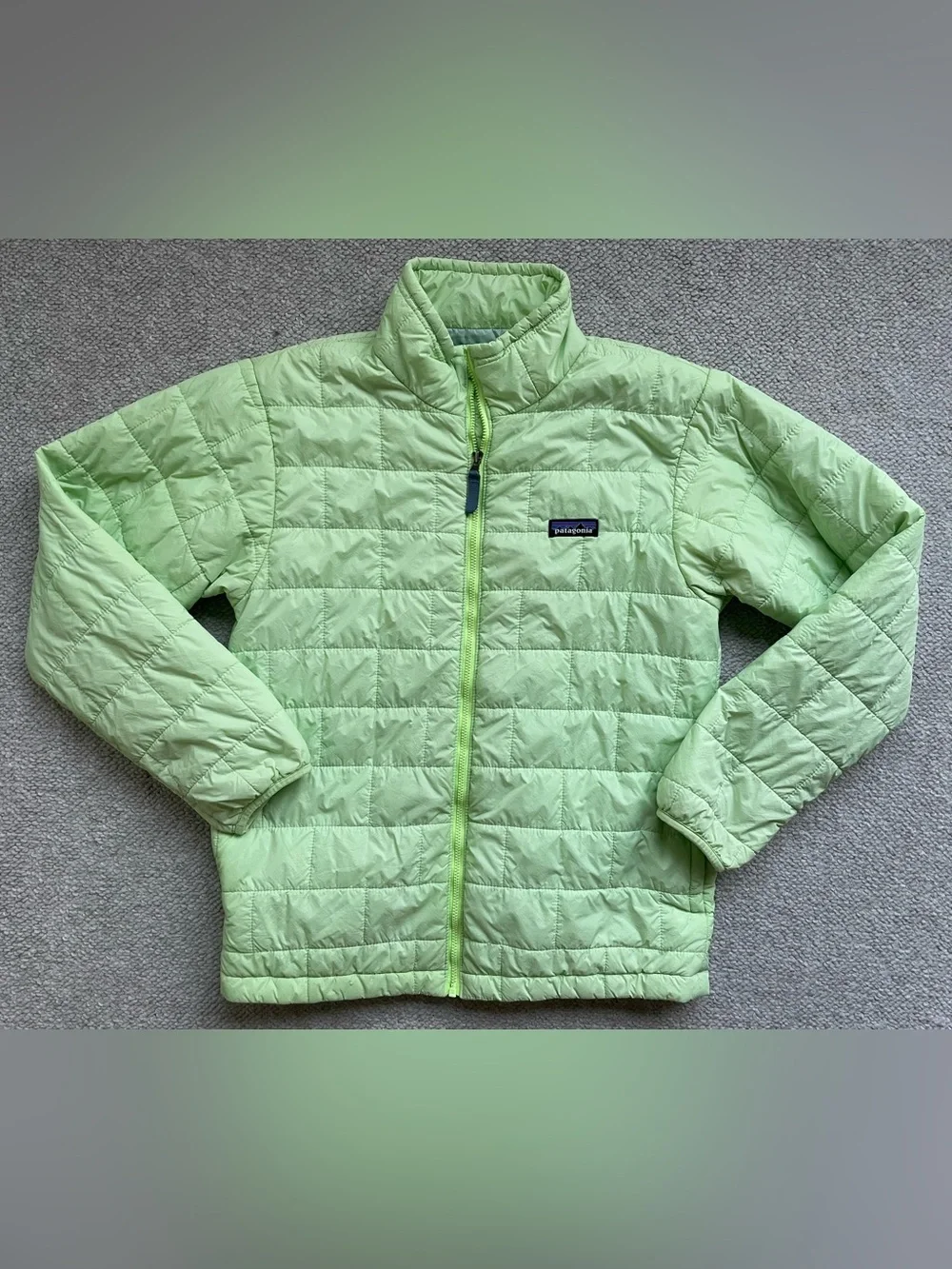 Patagonia Kids Nano Puff Brick Quilted Jacket, Salamander Green, Size XL (14)